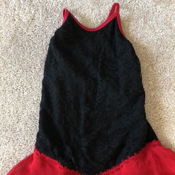 Women’s XS Black & Red Spanish practice ice skating dress kid’s 12/14 - Picture 4 of 10